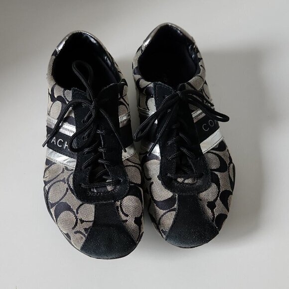COACH | Jayme Signature C Logo Gray & Black Lace Up Shoes sneakers sz 6.5M - Picture 2 of 4